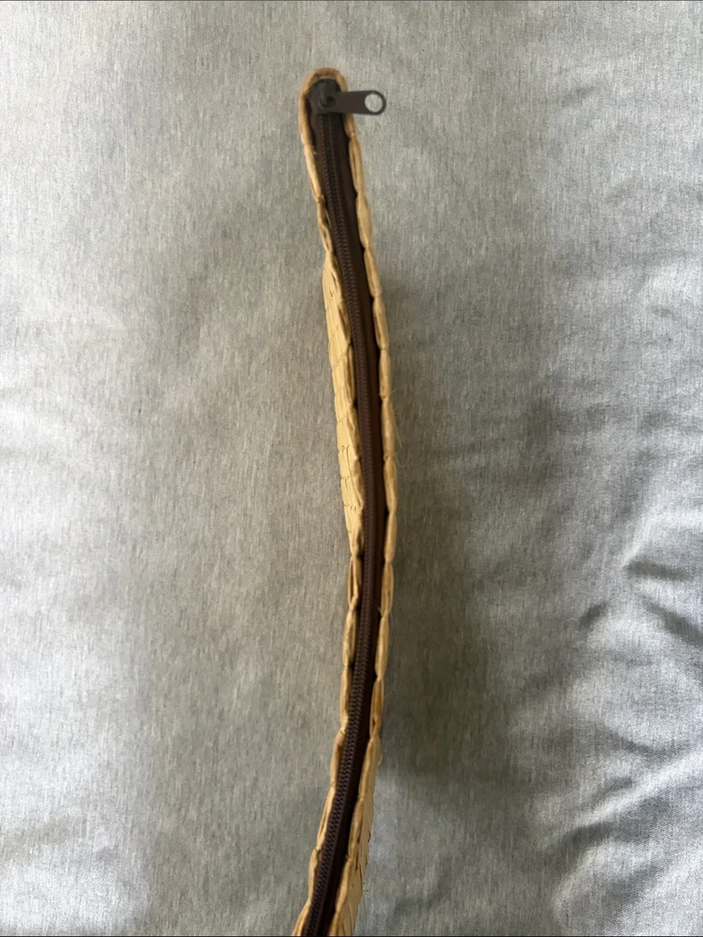Woven Straw Zip Pouch - Natural